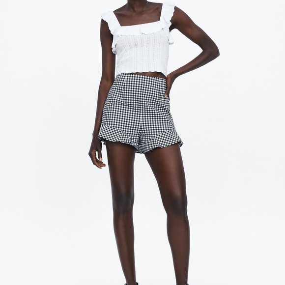 Zara Pants - Zara Shorts Plaid Black & White - Small